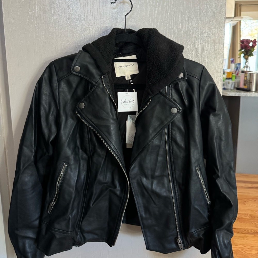 NWT Thread & Supply Faux Leather Jacket